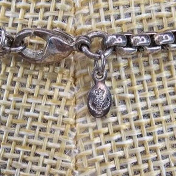 Premier Designs Two Sided Silver Tone and Blue Stone Pendant Oversized Box Chain - Picture 5 of 5